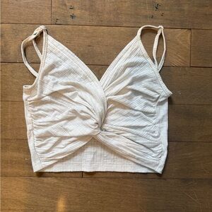 SHEIN Cream Twist Front Crop Top